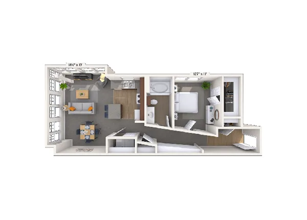 11L1 floor plan, 1 bedroom, 703 sq ft
