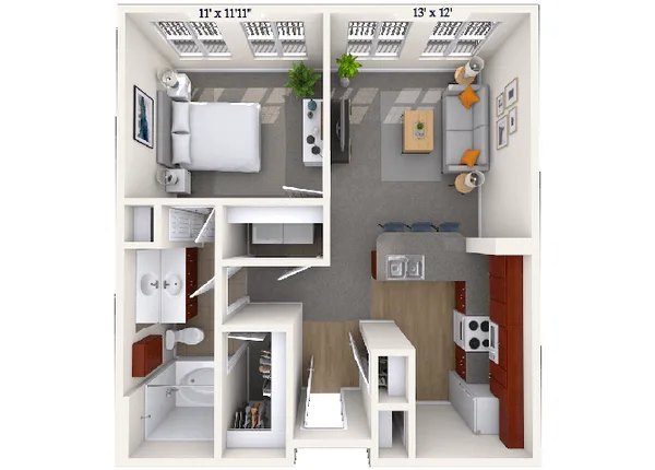 11A floor plan, 1 bedroom
