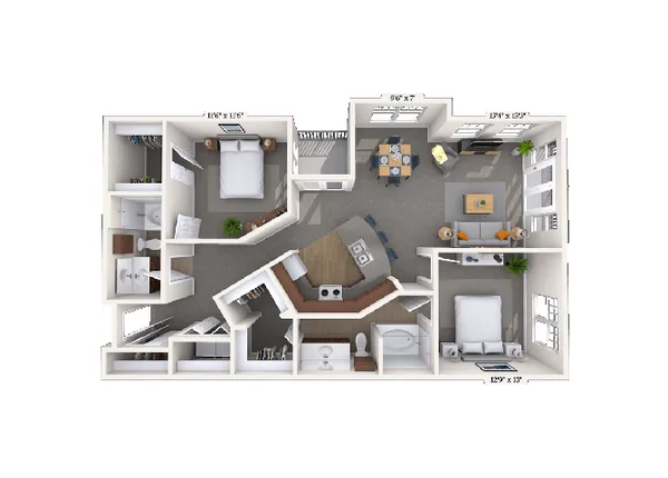 22F floor plan, 2 bedroom, 1,270 sq ft