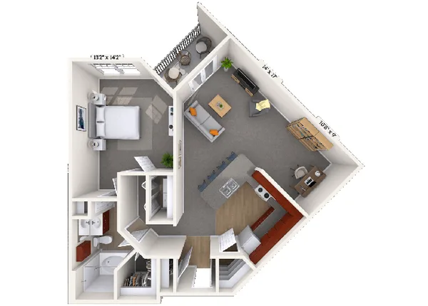 11E floor plan, 1 bedroom, 939 sq ft