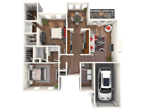 The Savannah floor plan, 2 bedroom, 1,370 sq ft