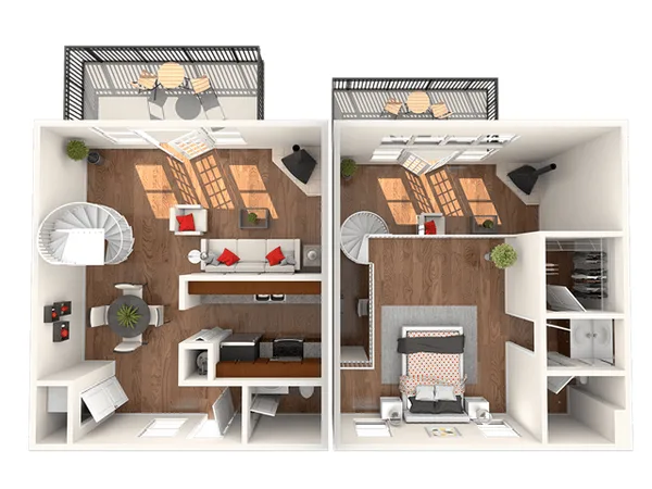 The Hiawassee floor plan, 1 bedroom, 917 sq ft