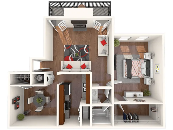The Torvah floor plan, 1 bedroom, 982 sq ft