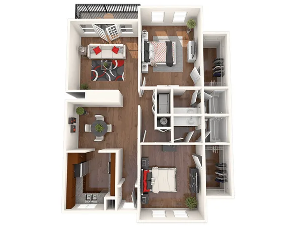 The Chattahoochee floor plan, 2 bedroom, 1,361 sq ft