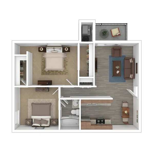 Topaz floor plan, 2 bedroom, 940 sq ft