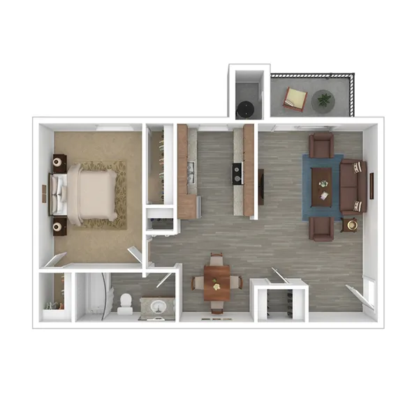 Opal floor plan, 1 bedroom, 750 sq ft
