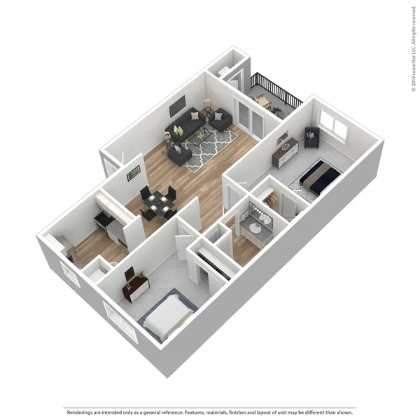 B1 floor plan, 2 bedroom, 850 sq ft