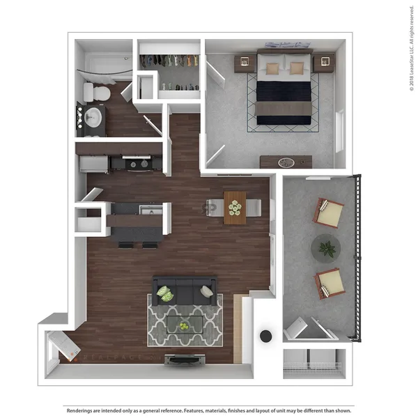 A5 floor plan, 1 bedroom, 653 sq ft
