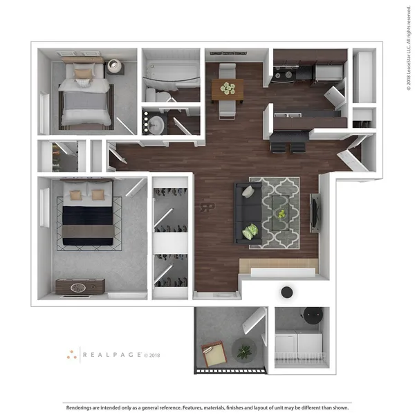 B1 floor plan, 2 bedroom, 846 sq ft
