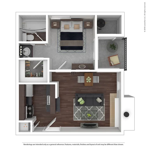 A1 floor plan, 1 bedroom, 489 sq ft