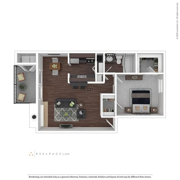 A7 floor plan, 1 bedroom, 752 sq ft
