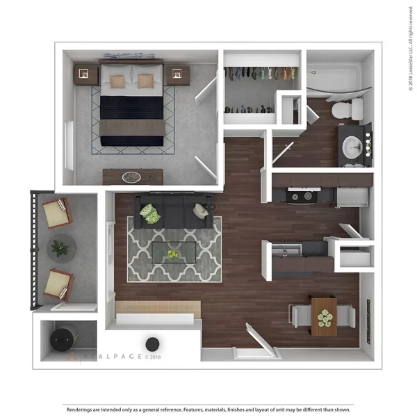 A3 floor plan, 1 bedroom, 582 sq ft