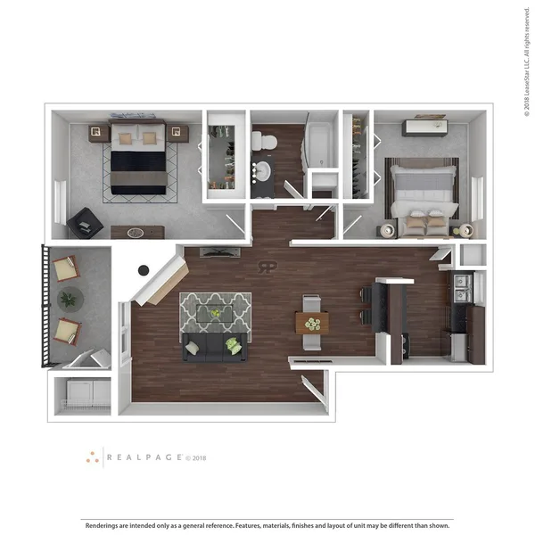 B2 floor plan, 2 bedroom, 850 sq ft