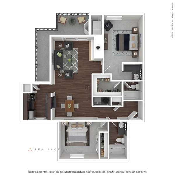 B5 floor plan, 2 bedroom, 1,158 sq ft