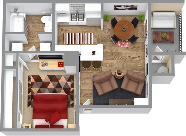 Studio floor plan, studio, 505 sq ft
