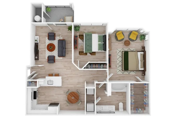 B2 floor plan, 2 bedroom