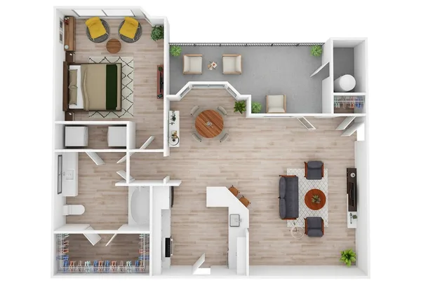 A2 floor plan, 1 bedroom, 797 sq ft