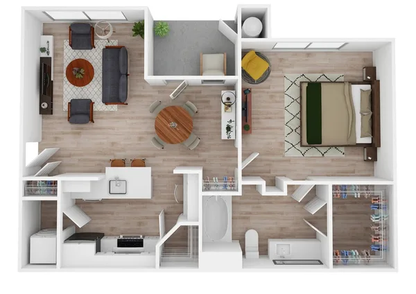 A1 floor plan, 1 bedroom, 737 sq ft