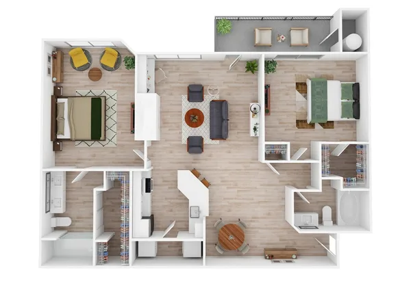 B3 floor plan, 2 bedroom