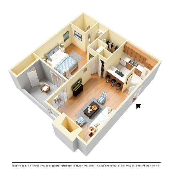 A1 floor plan, 1 bedroom, 600 sq ft