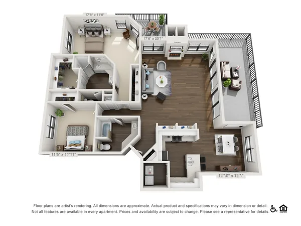 The Grand floor plan, 2 bedroom, 1,485 sq ft