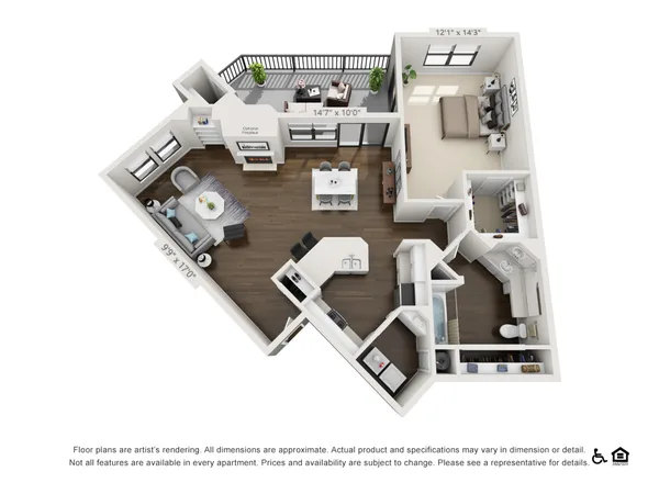 The Red Rock floor plan, 1 bedroom, 854 sq ft
