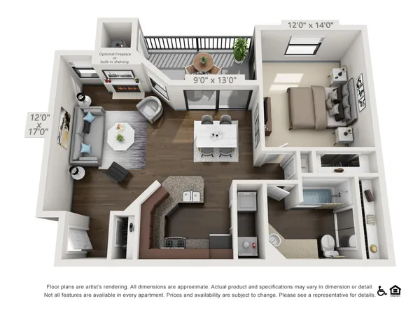 The Bryce floor plan, 1 bedroom, 761 sq ft