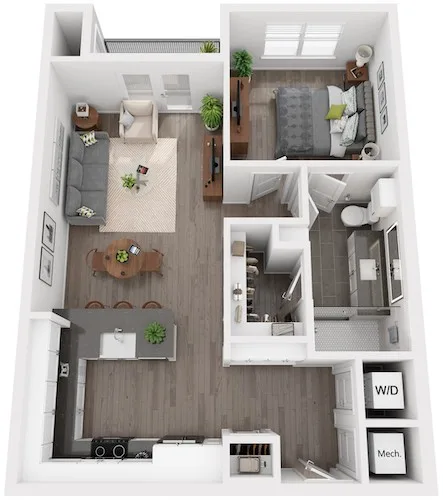 A2 floor plan, 1 bedroom, 831 sq ft