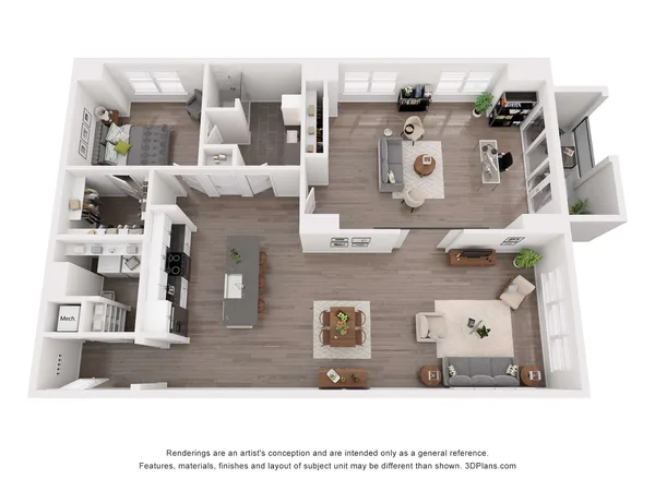 LW4 floor plan, 1 bedroom, 1,602 sq ft