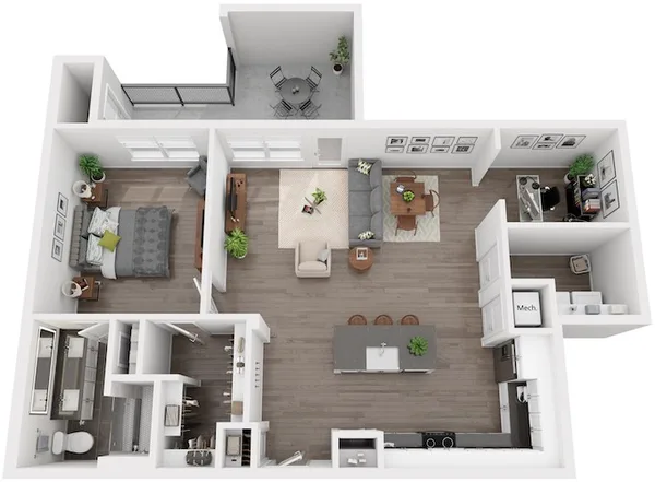 A4 floor plan, 1 bedroom, 1,217 sq ft