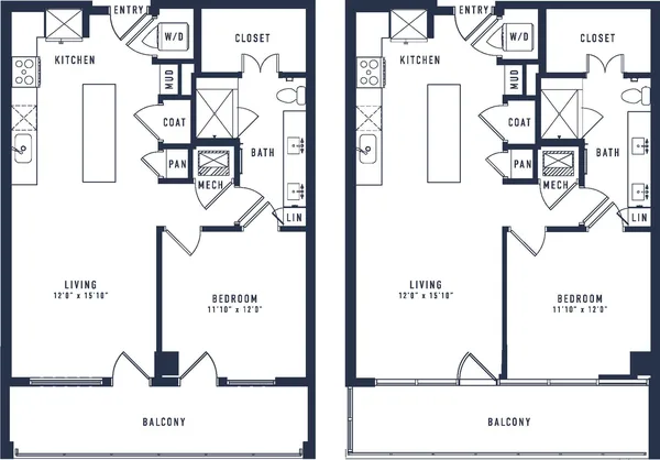 A11T floor plan, 1 bedroom, 789 sq ft