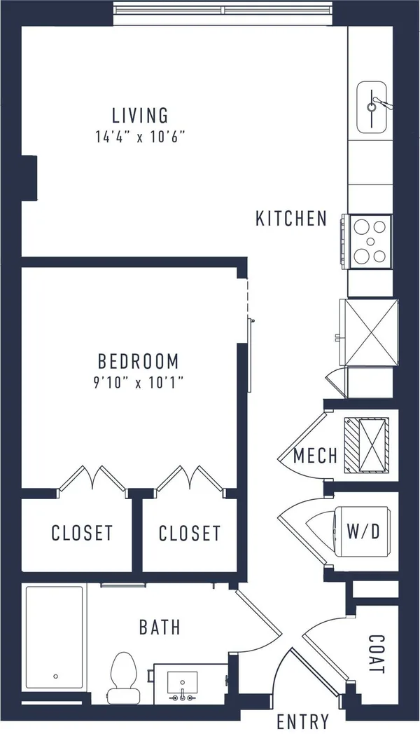 OA2.1T ADA floor plan, 1 bedroom, 589 sq ft