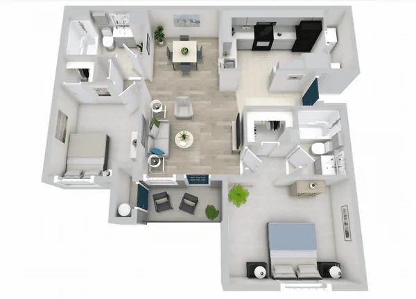 2x2 floor plan, 2 bedroom, 926 sq ft