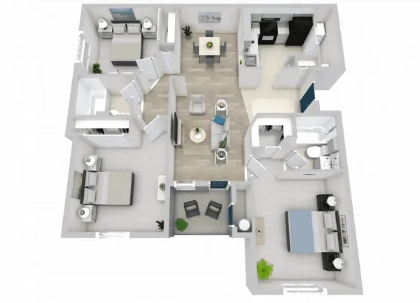 3x2 floor plan, 3 bedroom, 1,029 sq ft