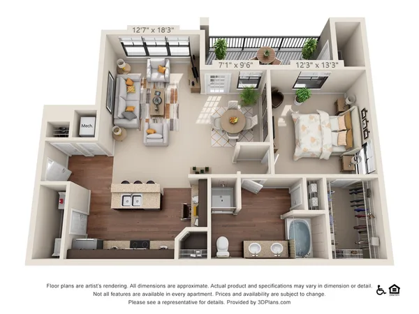 A4 floor plan, 1 bedroom, 920 sq ft