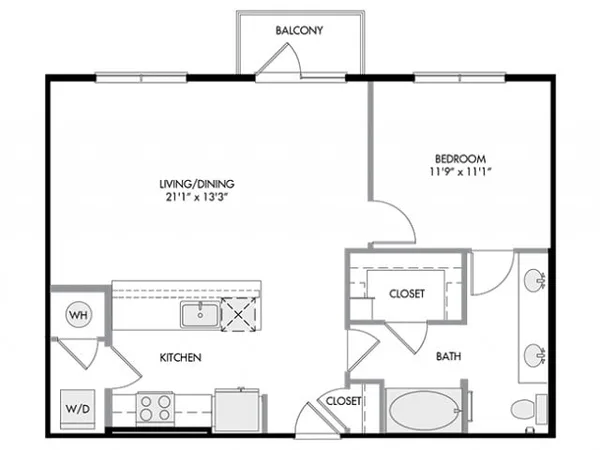 A4aX floor plan, 1 bedroom, 823 sq ft