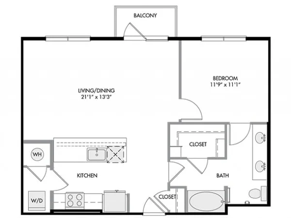 A4bX floor plan, 1 bedroom, 816 sq ft