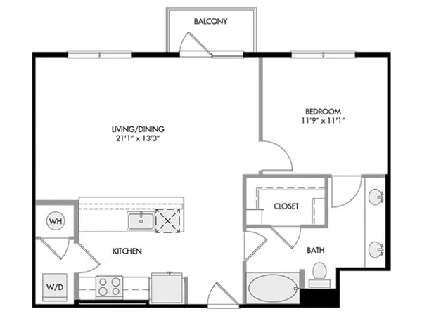 A4cX floor plan, 1 bedroom
