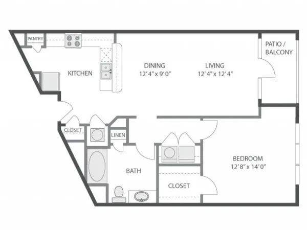A4a floor plan, 1 bedroom