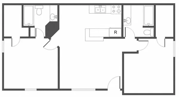 B1 floor plan, 2 bedroom, 880 sq ft