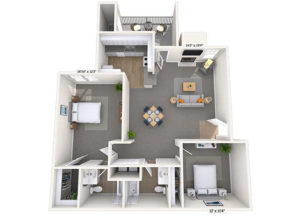 Dogwood floor plan, 2 bedroom, 1,150 sq ft