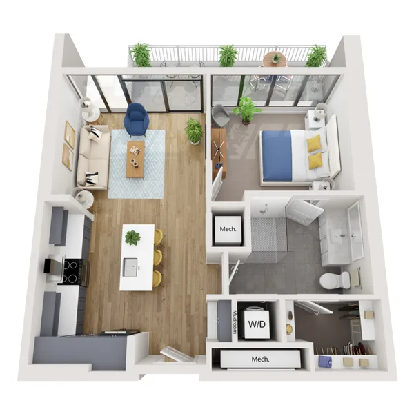 A3B floor plan, 1 bedroom, 778 sq ft