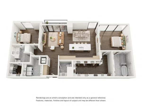 B6 floor plan, 2 bedroom, 1,552 sq ft