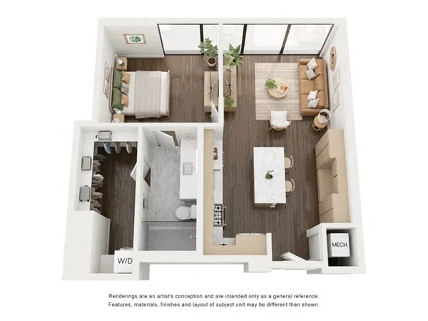 A8 floor plan, 1 bedroom