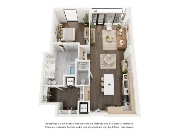 A12 floor plan, 1 bedroom, 1,103 sq ft