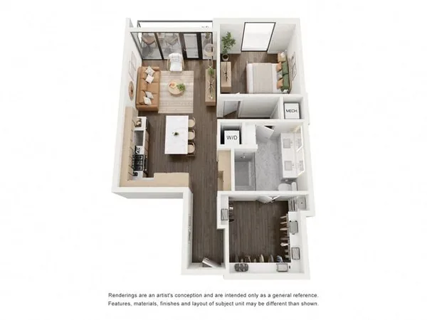A6 floor plan, 1 bedroom, 892 sq ft