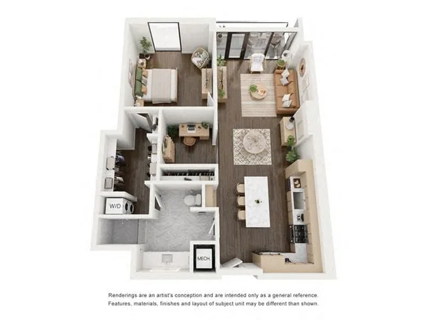 A11 floor plan, 1 bedroom, 1,095 sq ft