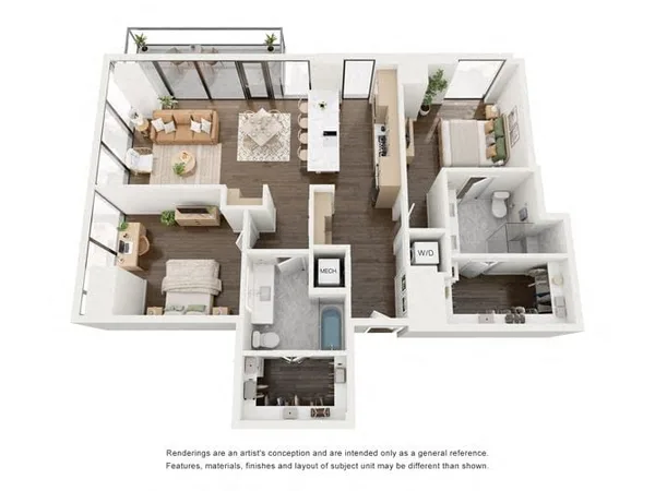 B2 floor plan, 2 bedroom