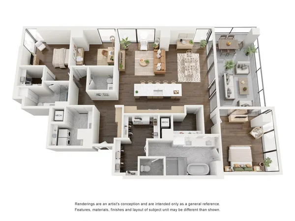 B2P floor plan, 2 bedroom, 1,945 sq ft