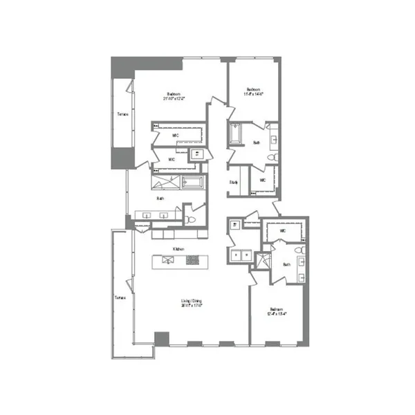 C2 floor plan, 3 bedroom, 2,654 sq ft